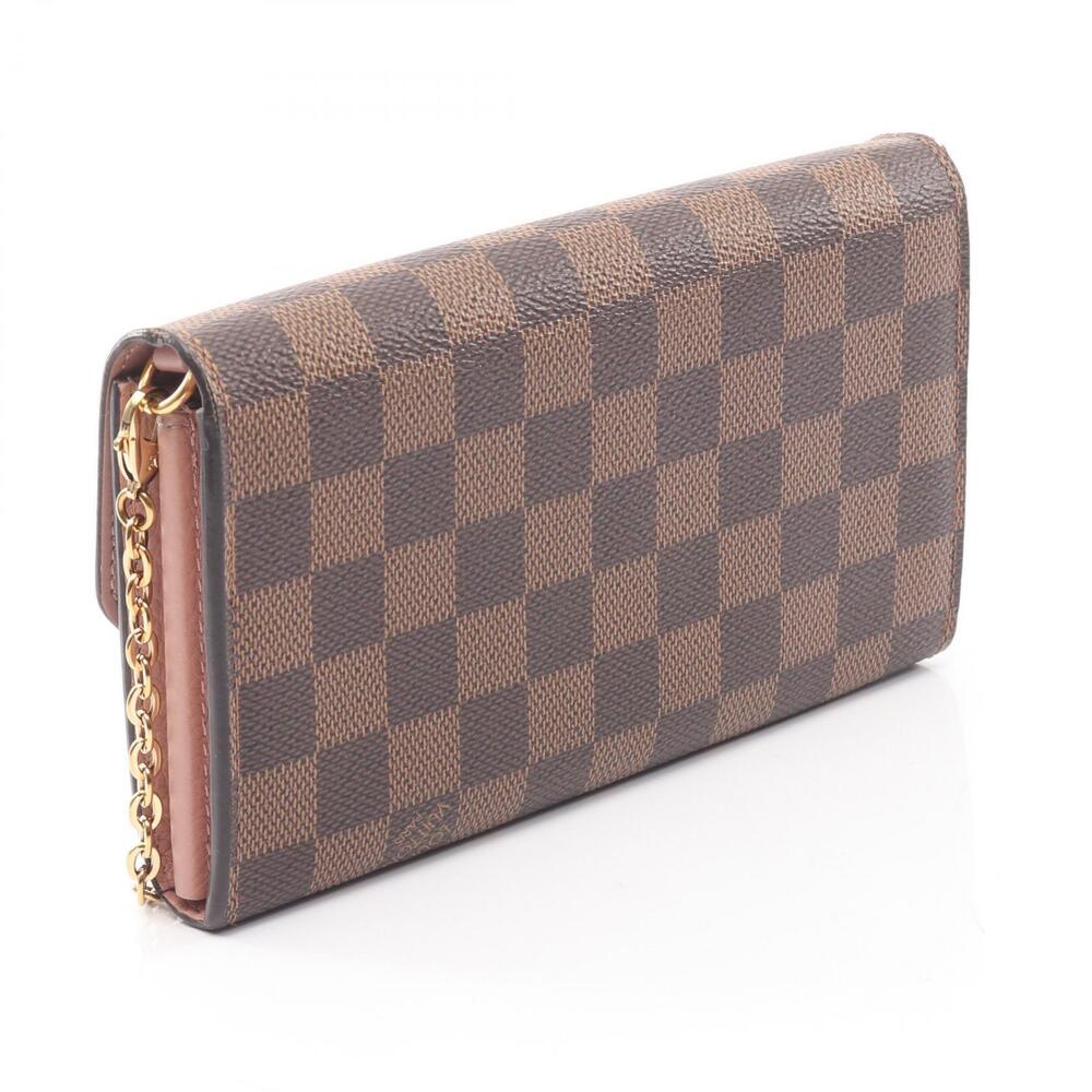 Louis Vuitton Croisette Leather Damier Bag Brown Pink Portefeuille Shoulder